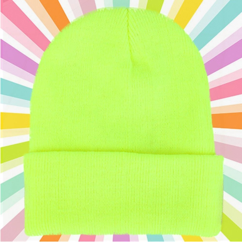 Acid Yellow Beanie Took Winter Hat New Ski Hat Snow Hat